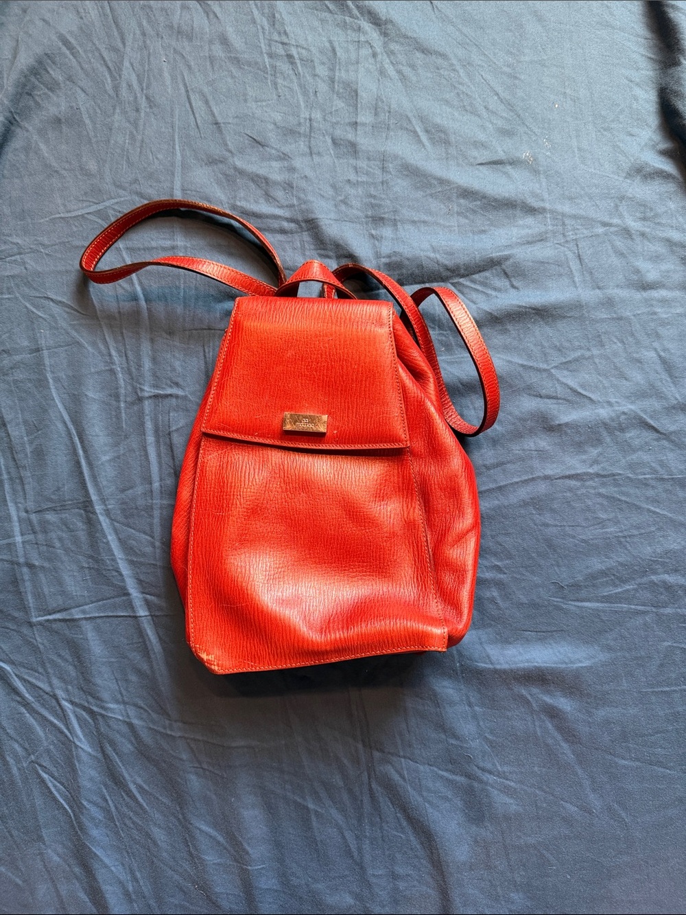 Stylish Red Leather Women's Backpack